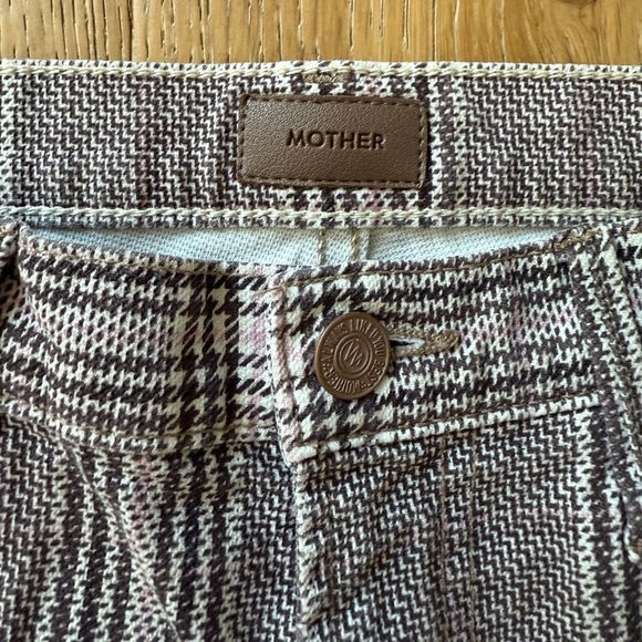 MOTHER The Insider Ankle Pants Size 28 Plaid Plum - Picture 7 of 12